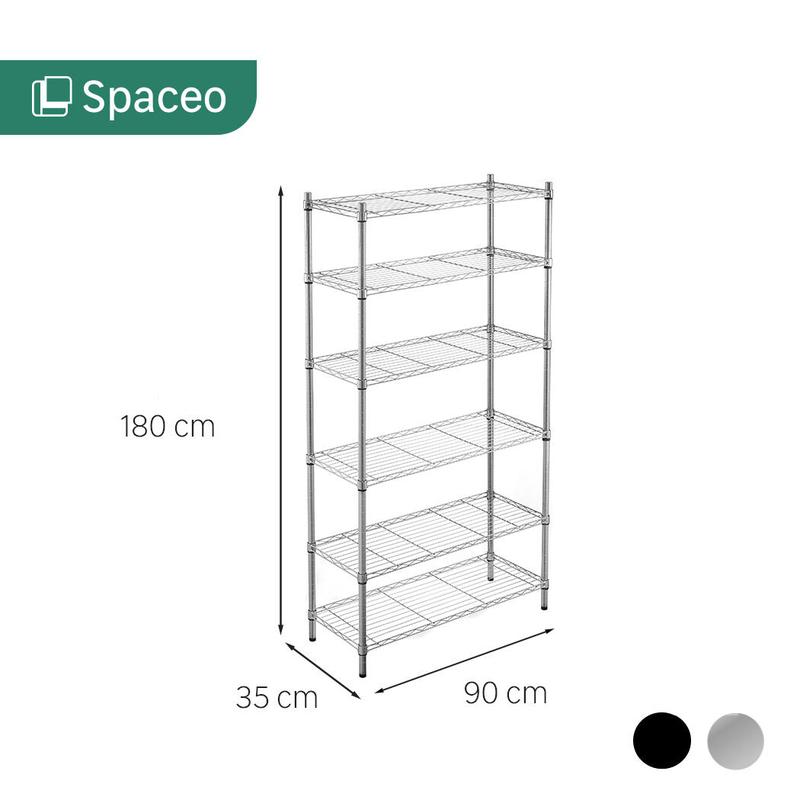 CHROME BOOKCASE IN KIT W90xD35xH180CM 6 shelves - SPACEO