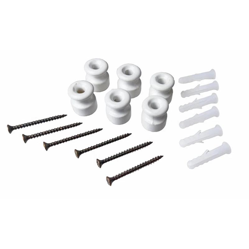 6 CERAMIC SCREW INSULATORS DIA 18MMB