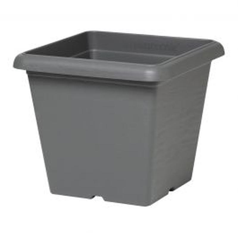 PLASTIC SQUARE VASE 18 CM ANTHRACITE
