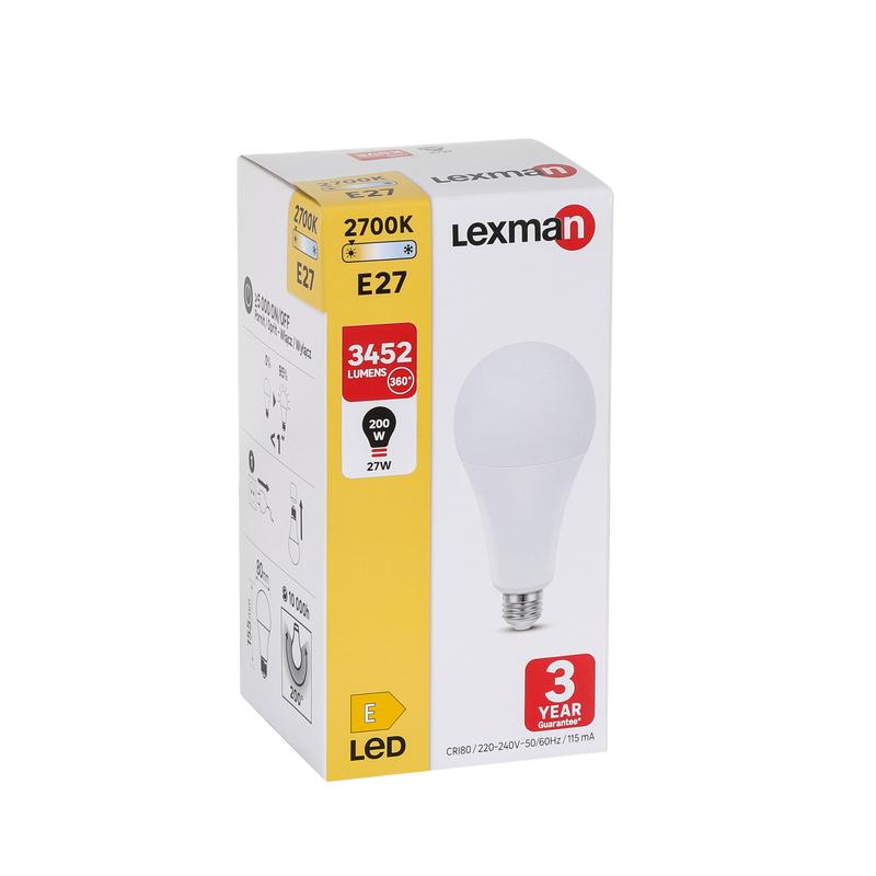 LED BULB E27=200W DROP FROSTED WARM LIGHT
