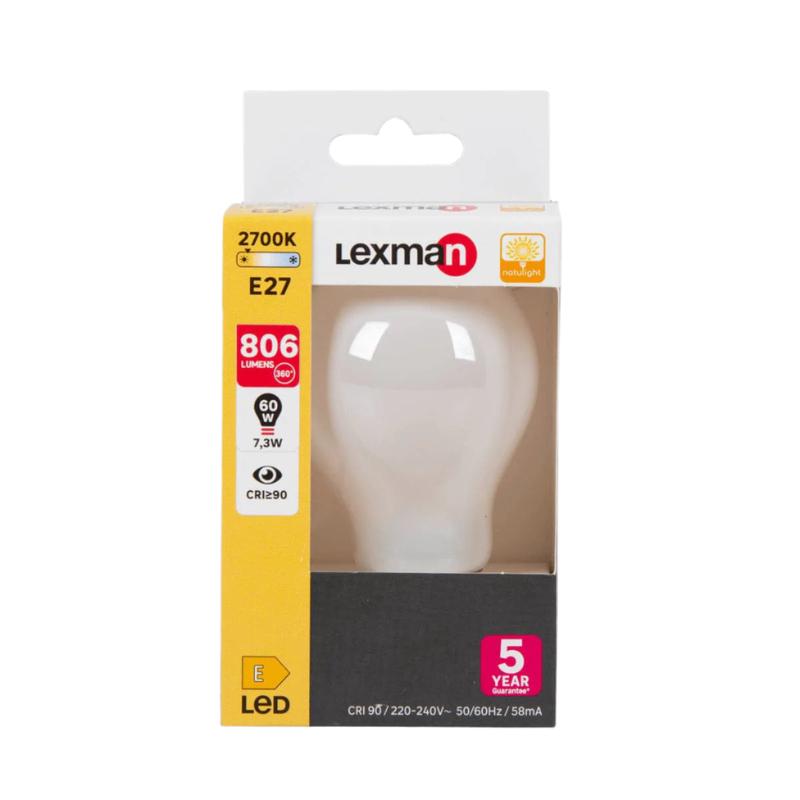 NATULIGHT LED BULB E27=60W DROP FROSTED WARM LIGHT