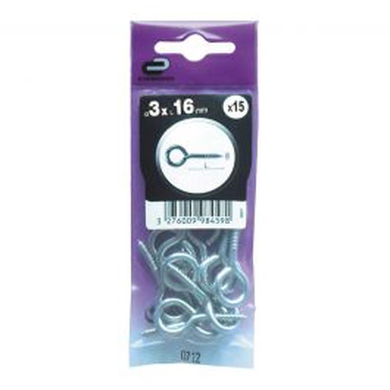 15 GALVANISED STEEL SCREW EYE 3X16