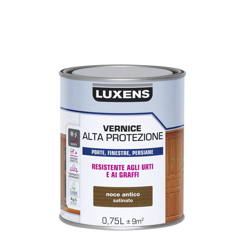 WATER-BASED WOOD PROTECTIVE VARNISH DARK WALNUT SATIN HIGH PROTECTION LUXENS 750 ML