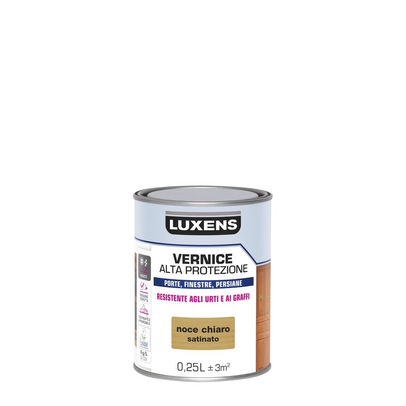 WATER-BASED WOOD PROTECTIVE VARNISH LIGHT WALNUT SATIN HIGH PROTECTION LUXENS 250 ML