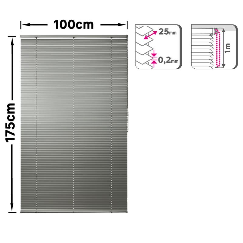 100X175CM CHROME ALUMINUM EPONA VENETIAN BLIND