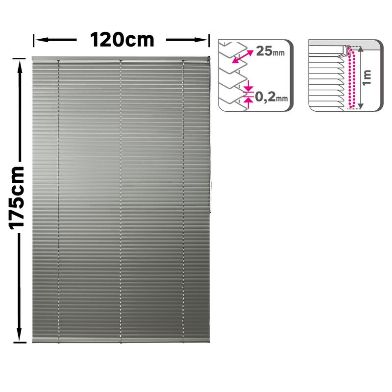 120X175CM CHROME ALUMINUM EPONA VENETIAN BLIND