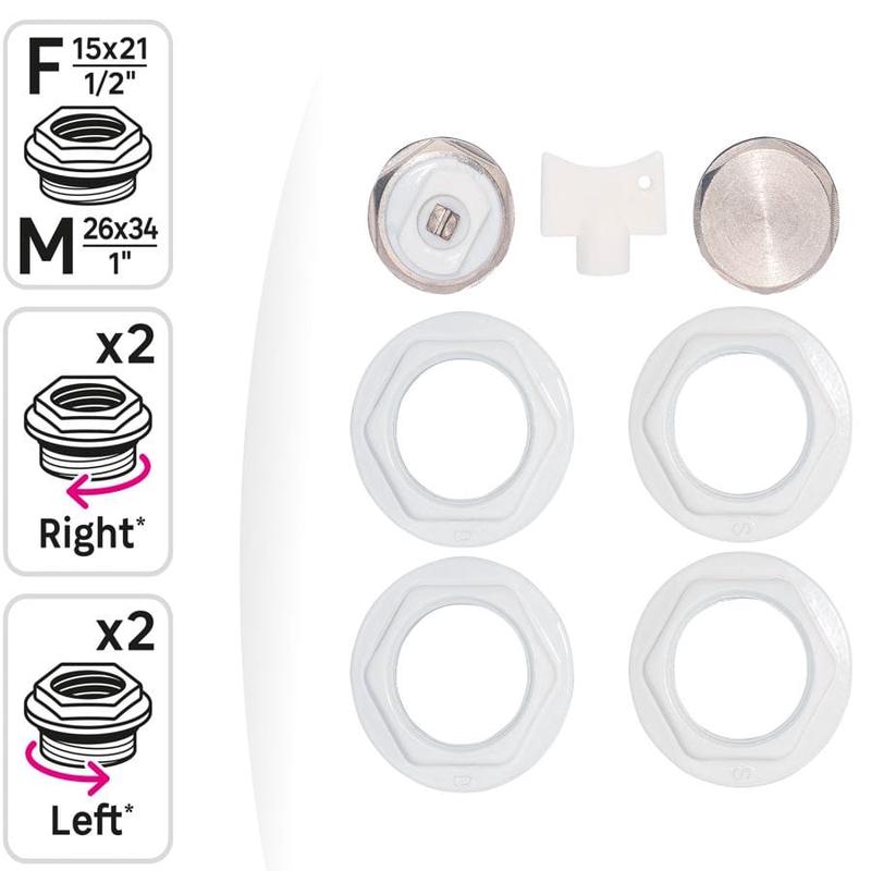 1/2" ACCESSORY KIT FOR RADIATORS WHITE COLOR