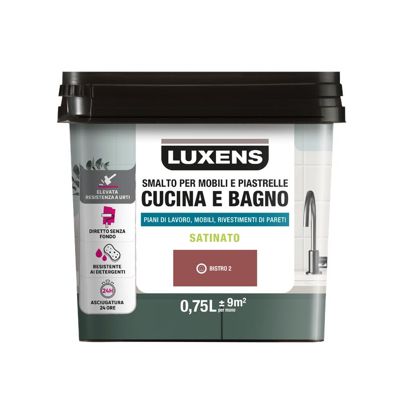 WATER GLAZE FOR FURNITURE AND TILES KITCHEN AND BATHROOM RED BISTRO 2 SATIN LUXENS 750 ML