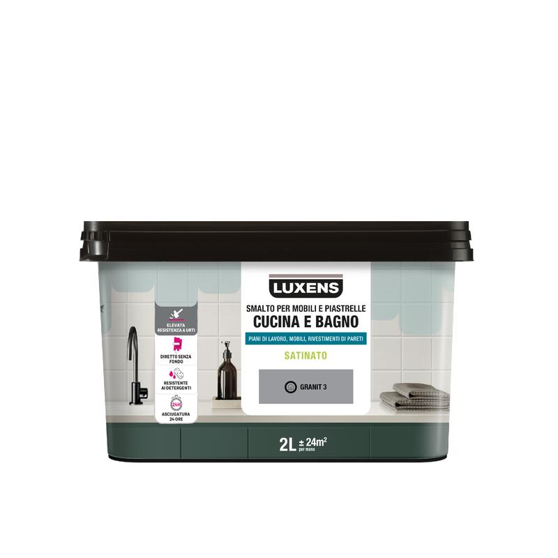 WATER GLAZE FOR FURNITURE AND TILES KITCHEN AND BATHROOM GRAY GRANIT 6 SATIN LUXENS 2 LT