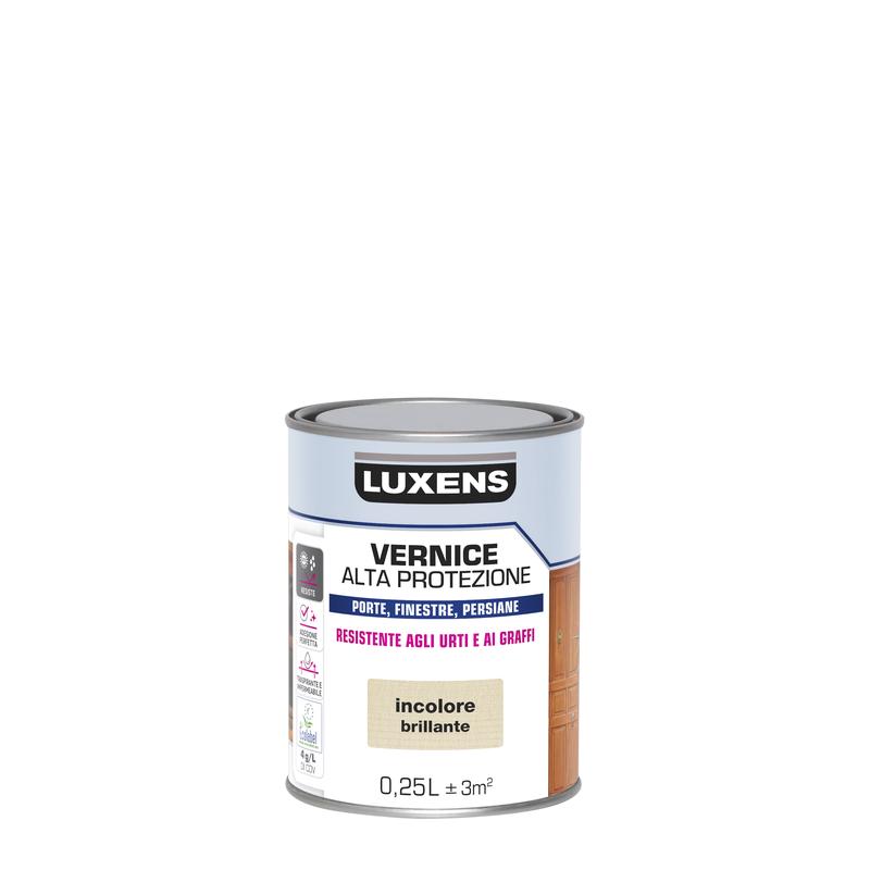 WATER-BASED WOOD PROTECTIVE VARNISH COLORLESS BRILLIANT HIGH PROTECTION LUXENS 250 ML