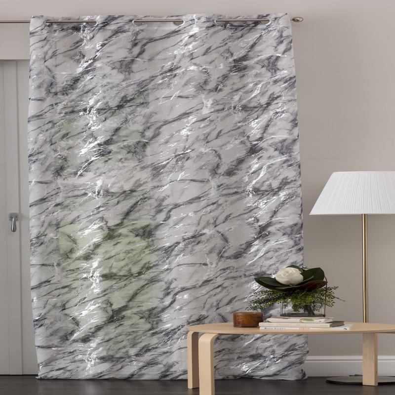 140X280CM GREY OPAQUE MARBLE CURTAIN WITH EYELETS