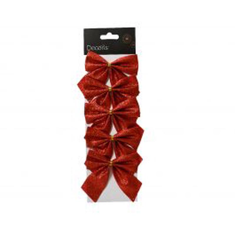 5 RED POLYESTER BOWS 5 CM