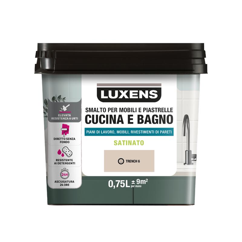 WATER GLAZE FOR FURNITURE AND TILES KITCHEN AND BATHROOM BEIGE TRENCH 6 SATIN LUXENS 750 ML