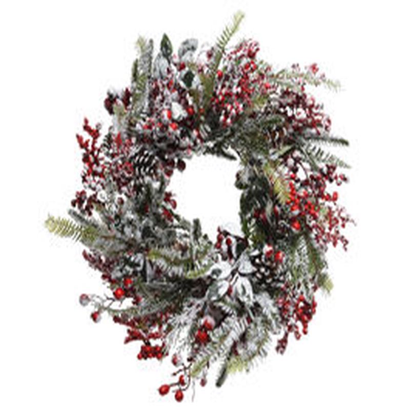WREATH WITH SNOWY BERRIES AND PINE CONES DIAM4