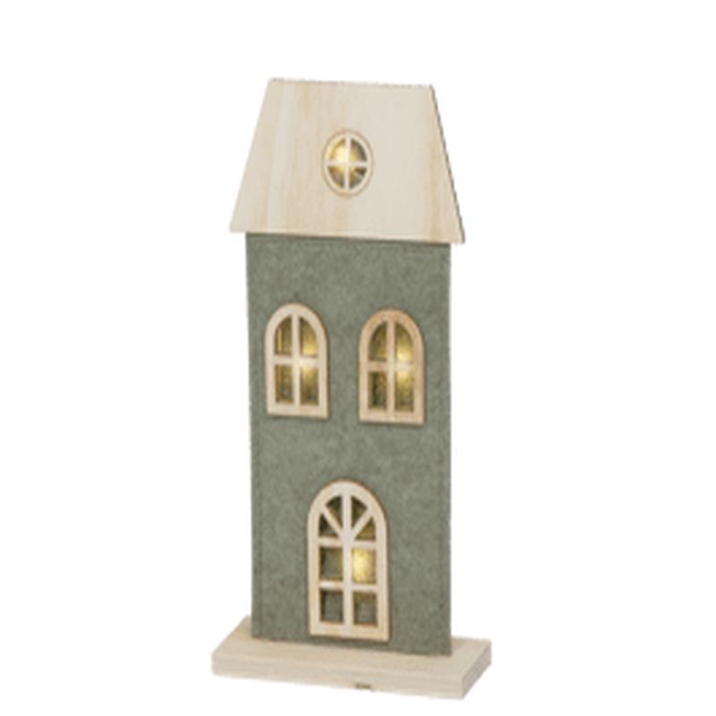 GREEN FELT LITTLE HOUSE WITH MICROLED A B