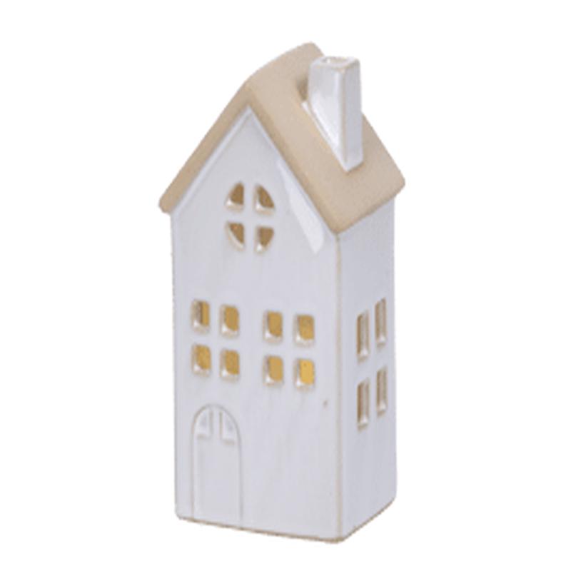 LITTLE PORCELAIN HOUSE WITH LED H 15.5 CM