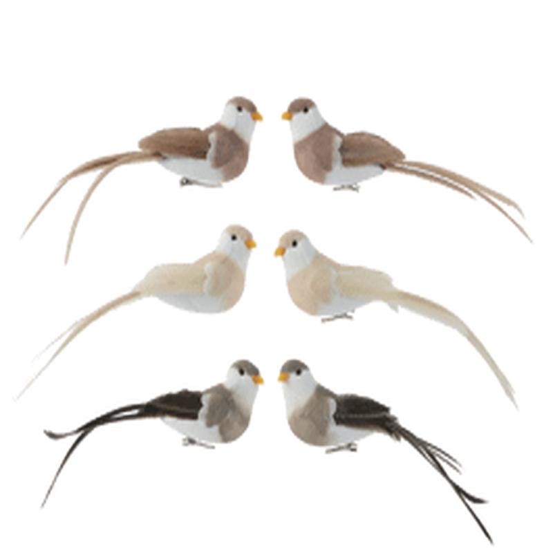 SET 2 BIRDS WITH CLIP 3 COLORS ASSORT