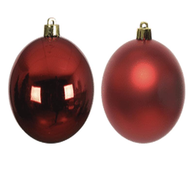 SET 4 RED PLASTIC CHRISTMAS BALLS D