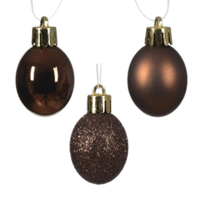 SET 14 MARRON PLASTIC CHRISTMAS BALLS