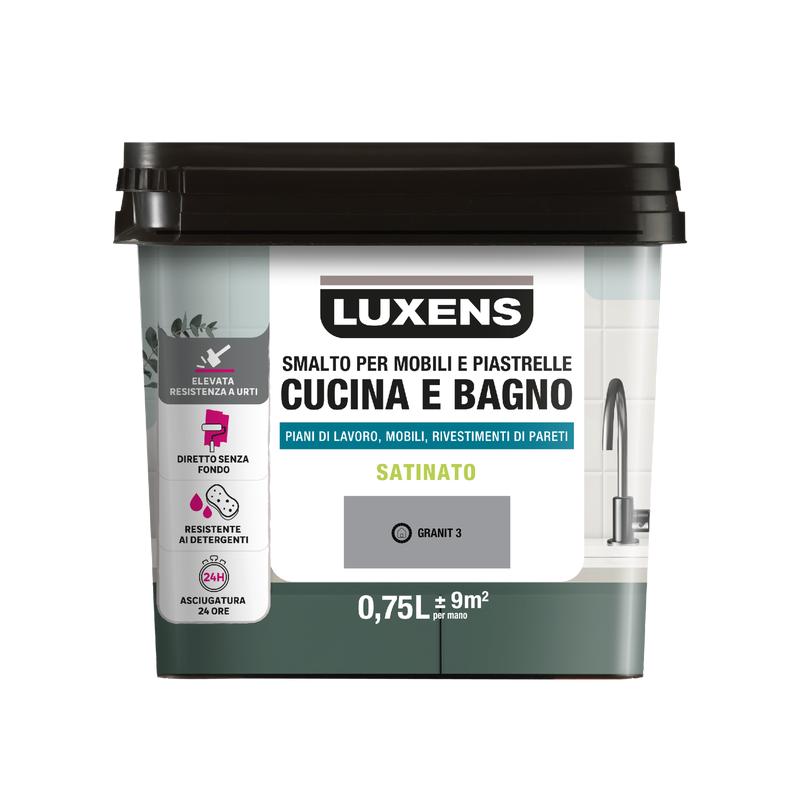 WATER GLAZE FOR FURNITURE AND TILES KITCHEN AND BATHROOM GRAY GRANIT 3 SATIN LUXENS 750 ML