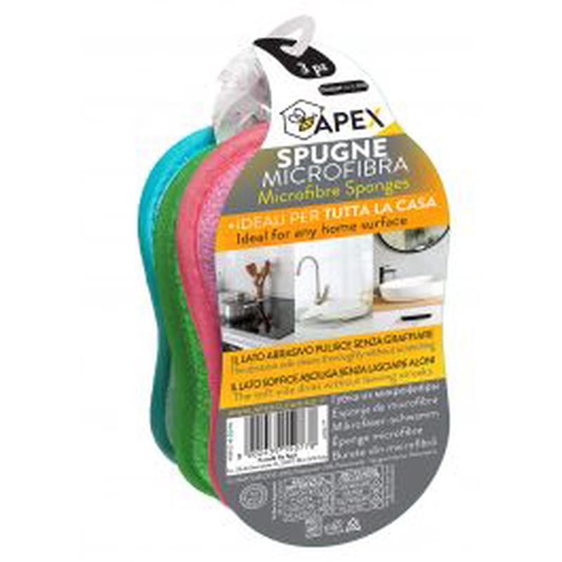 3 APEX COLOURED MICROFIBRE SPONGES