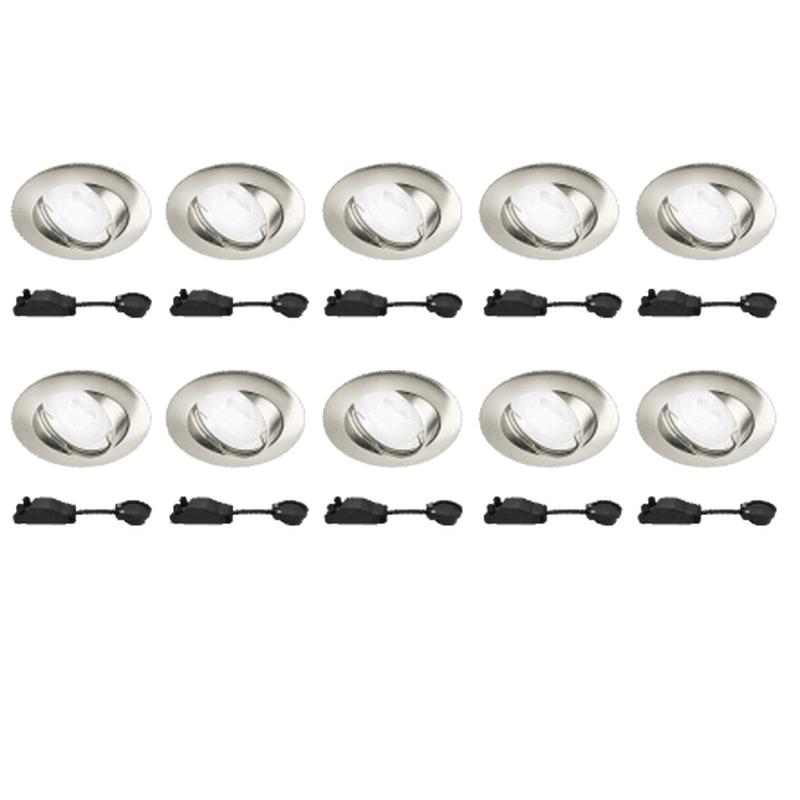 10 RECESSED SPOTLIGHTS CLANE ALUMINIUM NICKEL D7.5 GU10 = 6W ADJUSTABLE NATURAL LIGHT