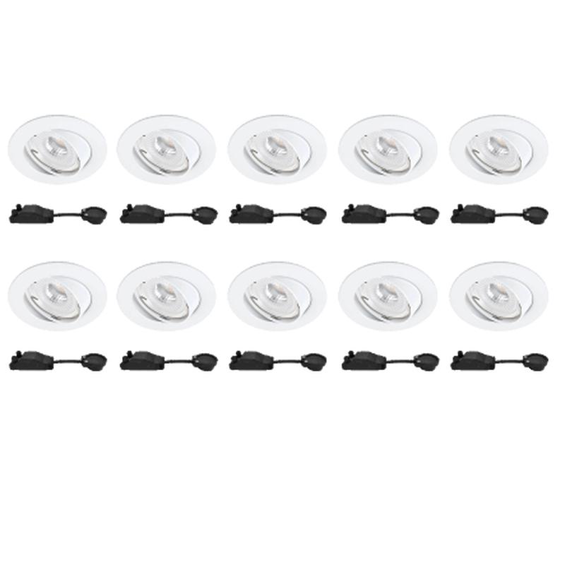 10 RECESSED SPOTLIGHTS CLANE ALUMINIUM WHITE D7.5 LED GU10 = 6W ADJUSTABLE NATURAL LIGHT