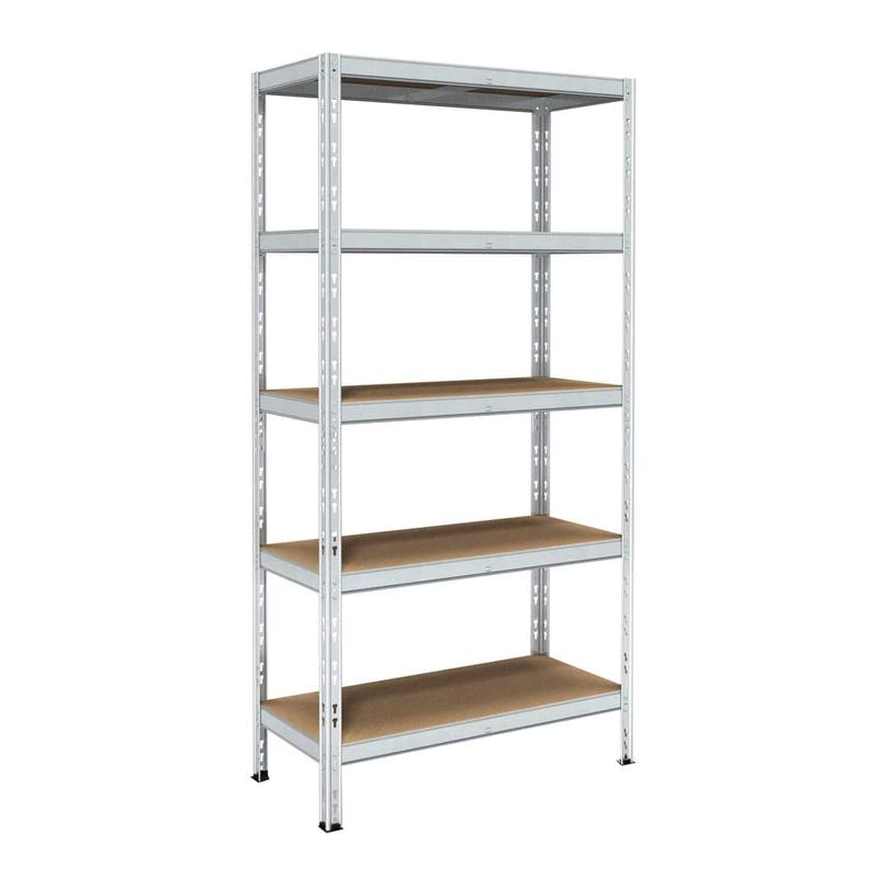 Metal and Wood Shelving L90XP40XH180CM, 175 KG, 5 Space Shelves