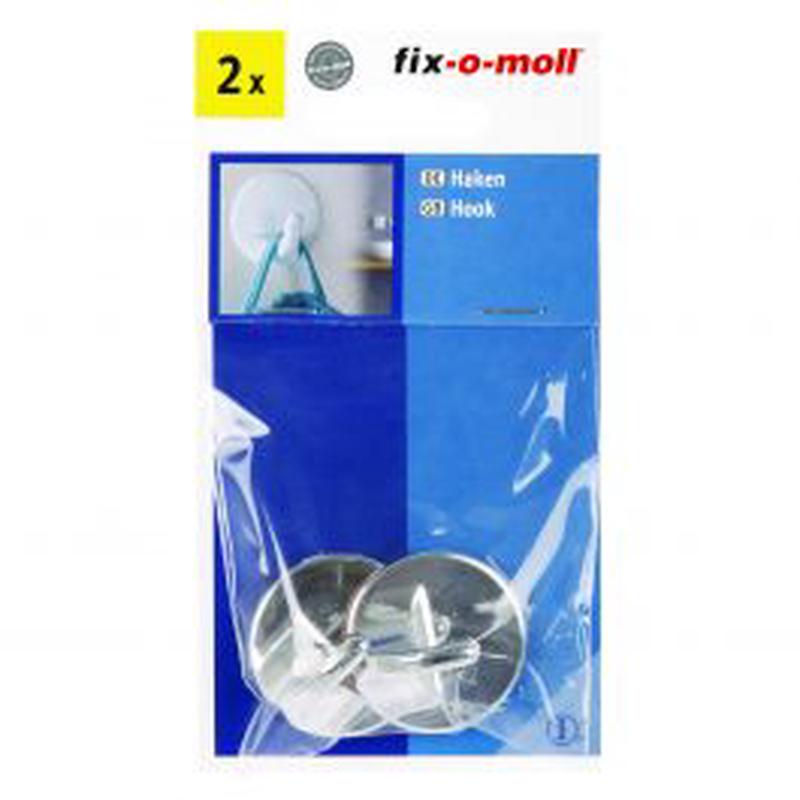2 SILVER-COLOURED ADHESIVE HOOKS 34MM