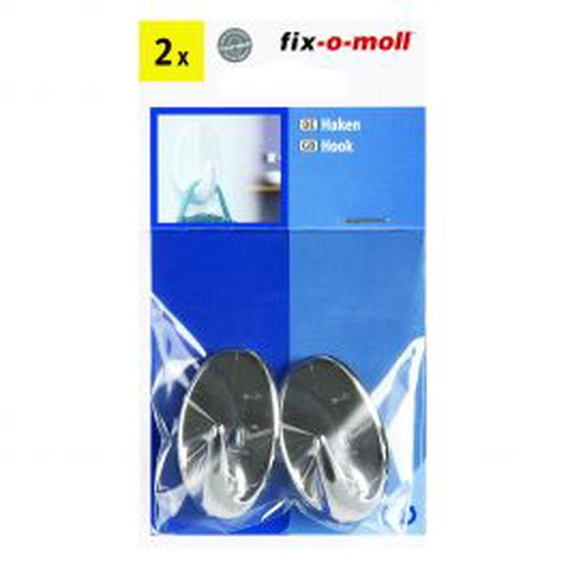 2 SILVER-COLOURED ADHESIVE HOOKS MEDIUM OVAL