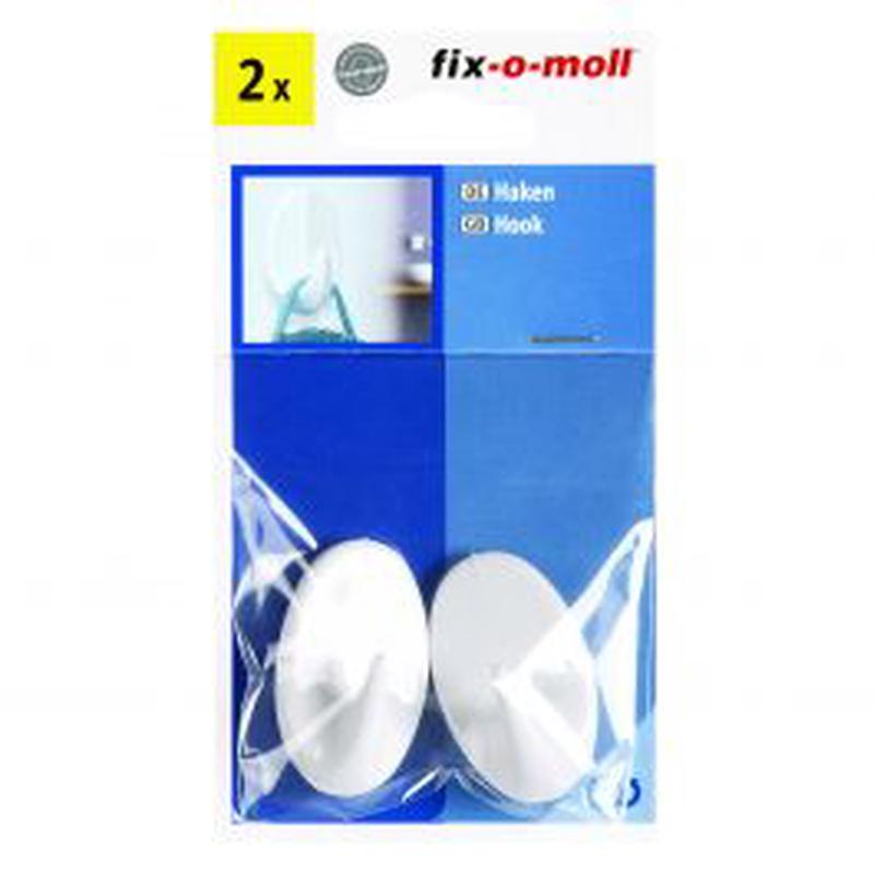 2 WHITE OVAL ADHESIVE HOOKS MEDIUM