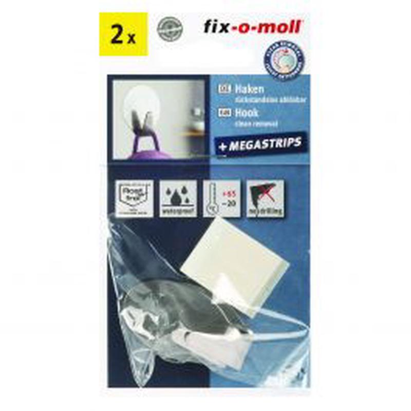 2 STAINLESS STEEL HOOKS 21X34MM EXTRA STRONG ADHESIVE